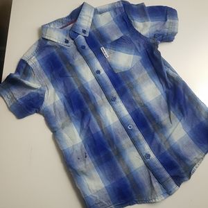 Toddler Boys Plaid Button Down Shirt Short Sleeves